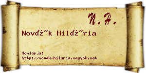 Novák Hilária névjegykártya